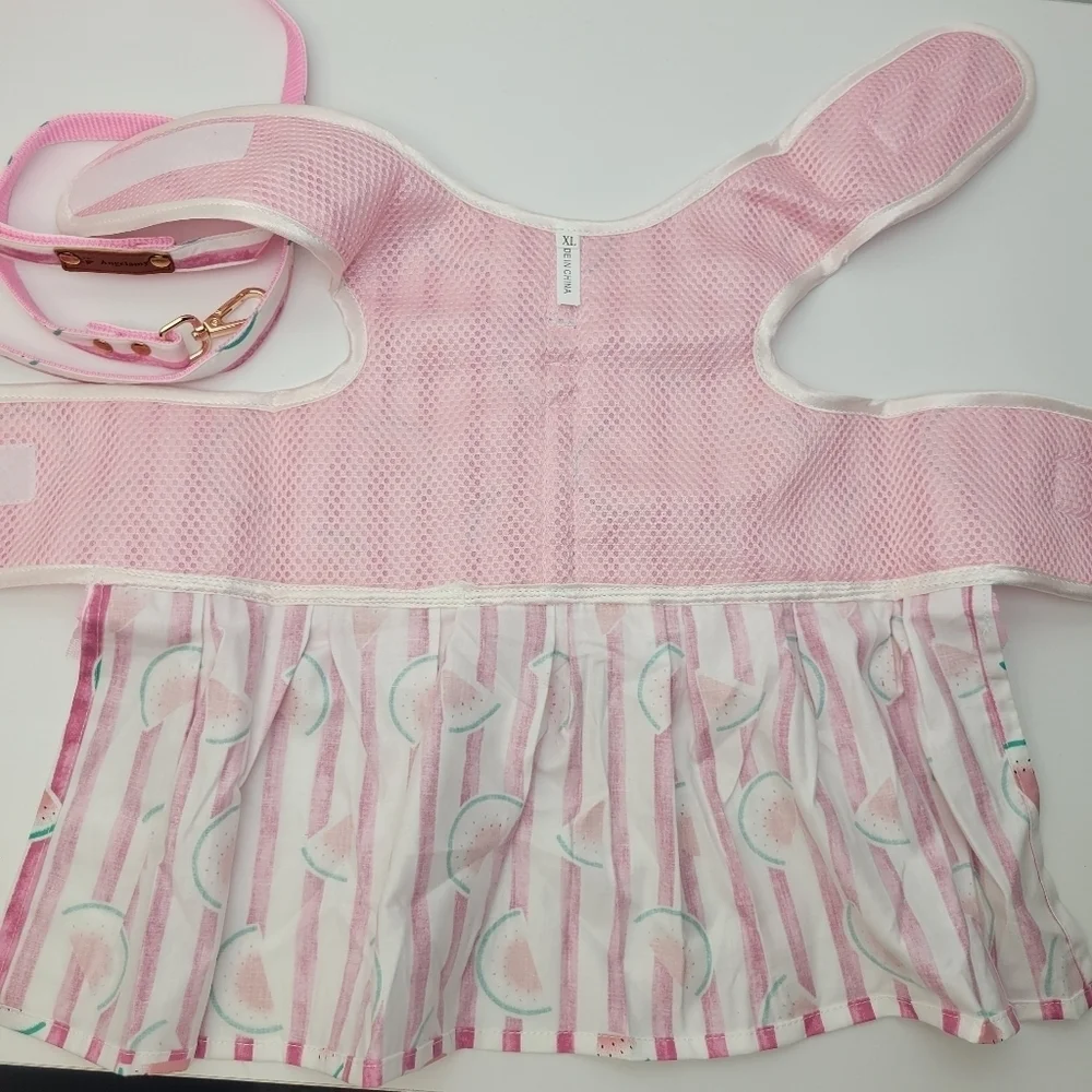 Dog harness with leash watermelon